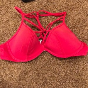 Coral reddish pink swimsuit top